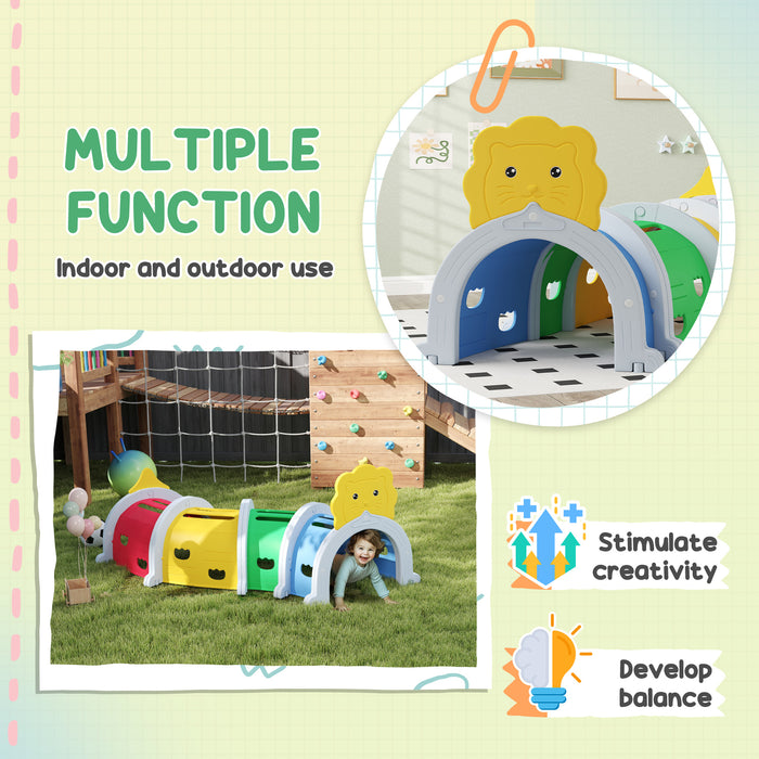 Kids Tunnel, Play Tunnel for Kids 3-6 Years Crawl and Climb, Lion Design Toddler Baby Tunnel, Kids Playground for Indoor Outdoor, Multicoloured