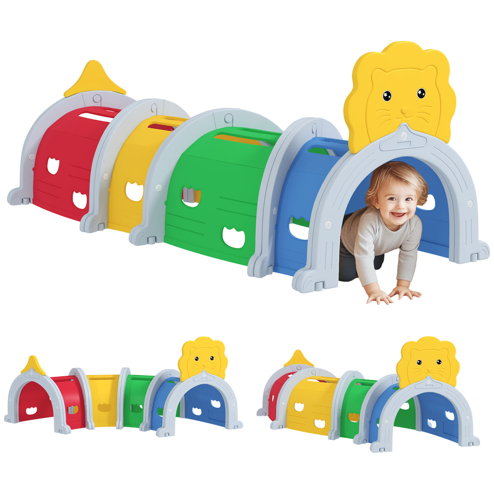 Kids Tunnel, Play Tunnel for Kids 3-6 Years Crawl and Climb, Lion Design Toddler Baby Tunnel, Kids Playground for Indoor Outdoor, Multicoloured