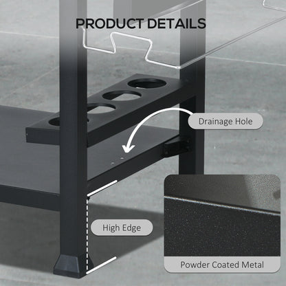 Multi-Feature BBQ Grill Table, with Stainless Steel Top - Black