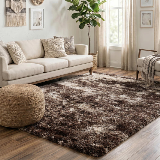 California Modern Soft Two Tone Shimmer Shaggy Area Rugs - 3 Colours Available