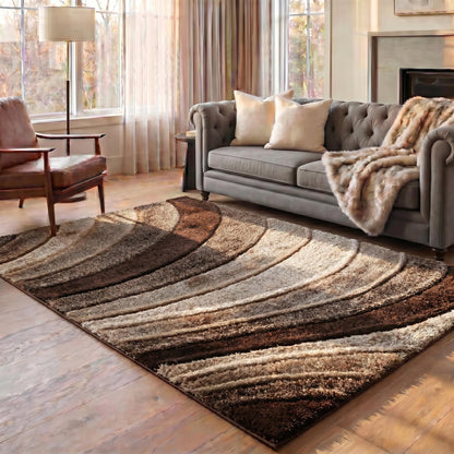 California Modern Soft Waves Shimmer Shaggy Area Rugs - 3 Colours Available