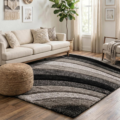 California Modern Soft Waves Shimmer Shaggy Area Rugs - 3 Colours Available
