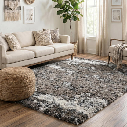 California Modern Soft Two Tone Shimmer Shaggy Area Rugs - 3 Colours Available
