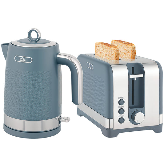3000W Rapid Boil Kettle and Toaster Set with Otter Thermostat, Blue