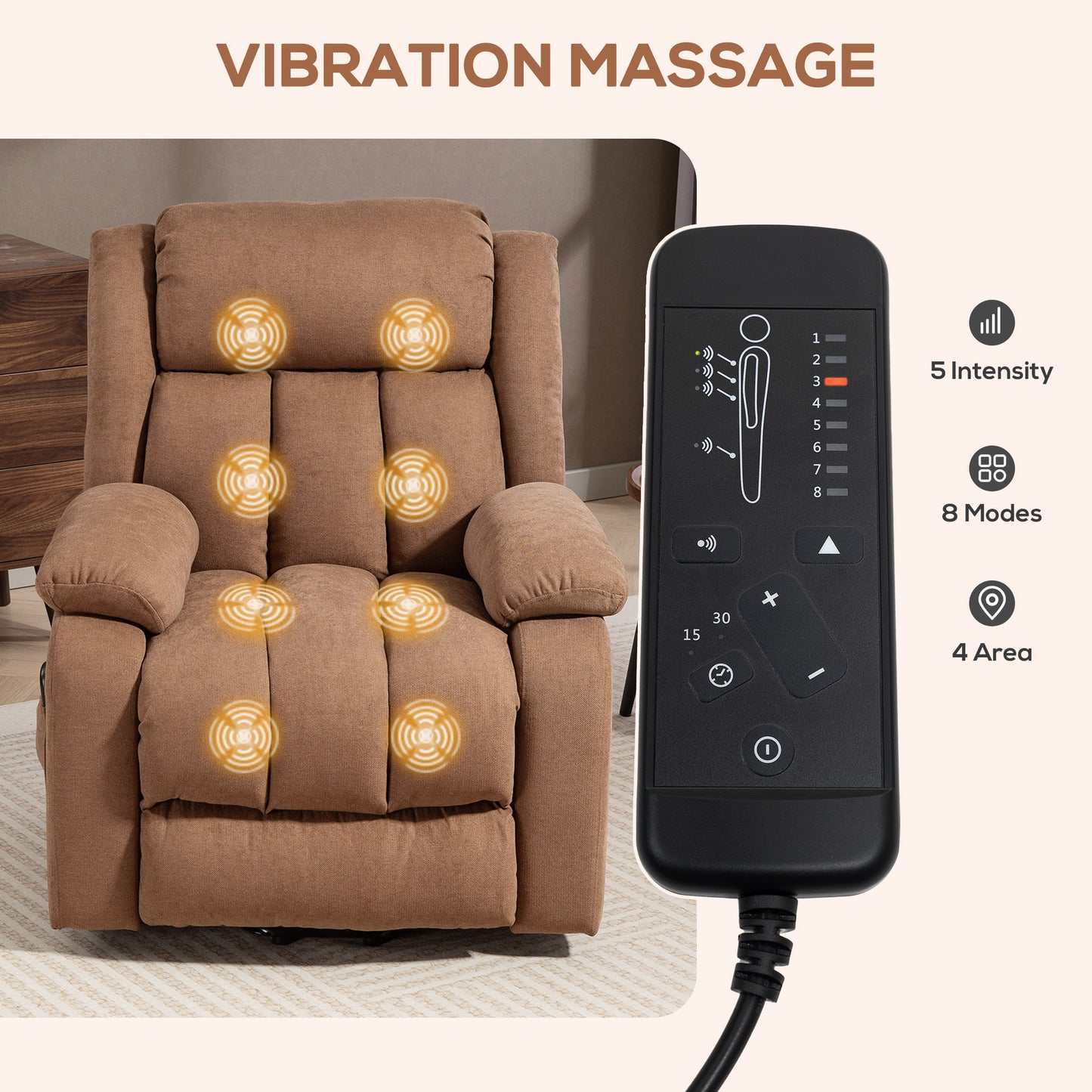 Power Lift Recliner Chair, Lift Chair for Elderly with Massage, Brown