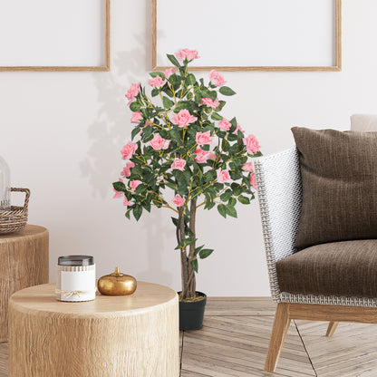 Set of 2 Decorative Artificial Plants Rose Trees in Pot, Pink