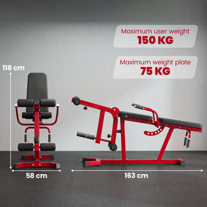 3-in-1 Adjustable Weight Bench with Leg Extension and Curl - Red