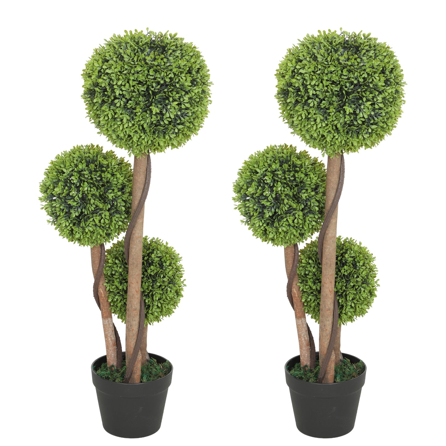 Artificial Plants Boxwood Ball Topiary Trees Set of 2 Indoor Outdoor