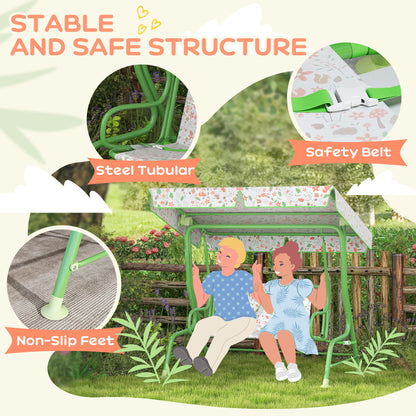 Kids Garden Swing Chair, Swing Seat with Adjustable Canopy, Green