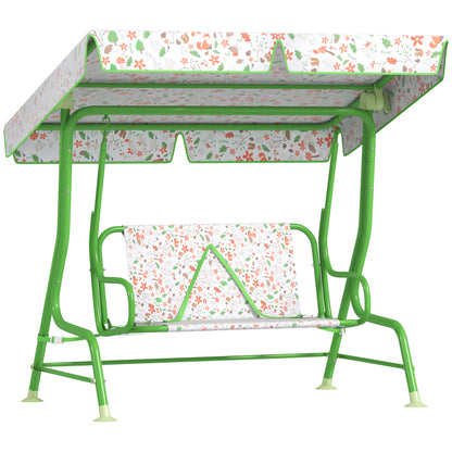 Kids Garden Swing Chair, Swing Seat with Adjustable Canopy, Green