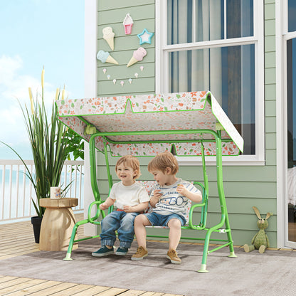 Kids Garden Swing Chair, Swing Seat with Adjustable Canopy, Green