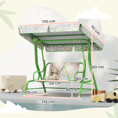Kids Garden Swing Chair, Swing Seat with Adjustable Canopy, Green