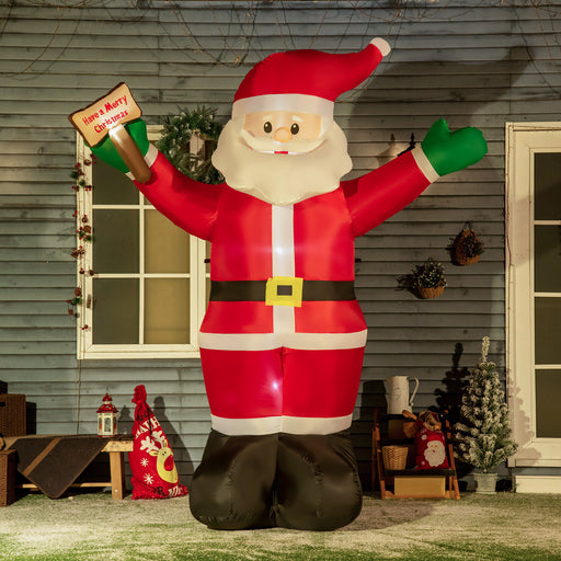 8' Inflatable Christmas Santa Claus Holds Light Sign of Blessings LED