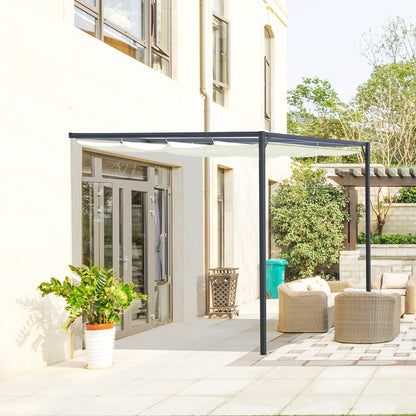 3 x 3(m) Outdoor Pergola Retractable Canopy Wall Mounted Gazebo Cream