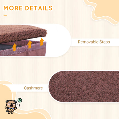 3 Step Pet Stairs Portable Mobility Assistance w/ Washable Cover Brown