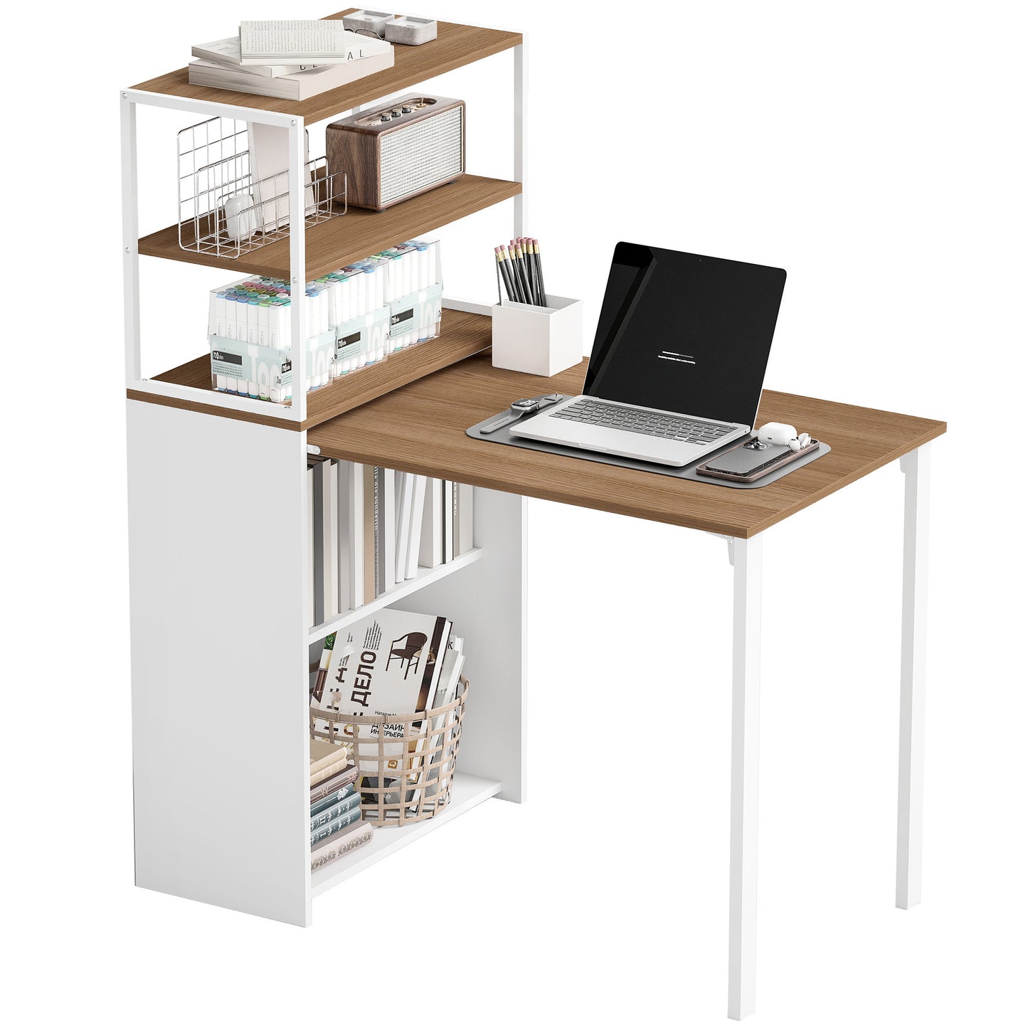 Foldable Computer Desk, Home Office Desk for Small Spaces, Natural