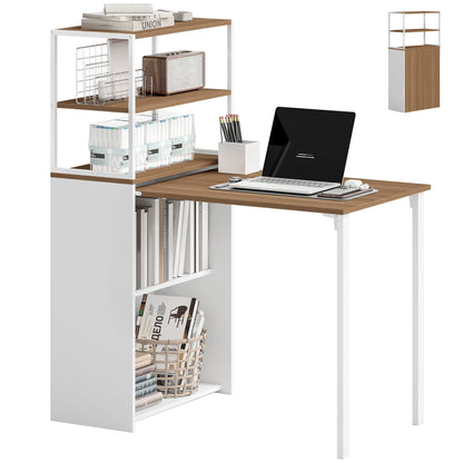 Foldable Computer Desk, Home Office Desk for Small Spaces, Natural