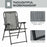 2 Pieces Foldable Chair Set, Outdoor Portable Loungers for Camping Pool Beach Deck, Lawn Chairs with Armrest Steel Frame, Grey