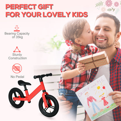 AIYAPLAY 12" Kids Balance Bike, No Pedal Training Bike for Children with Adjustable Seat, 360¬∞ Rotation Handlebars - Red