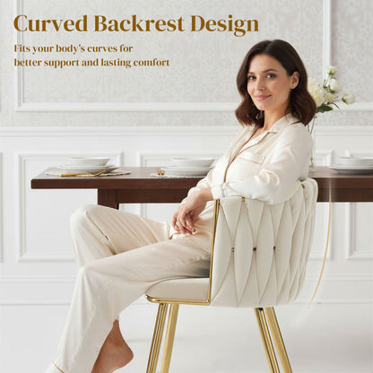 Upholstered Kitchen Chairs Set of 2 with Wrap-around Backrest, Cream