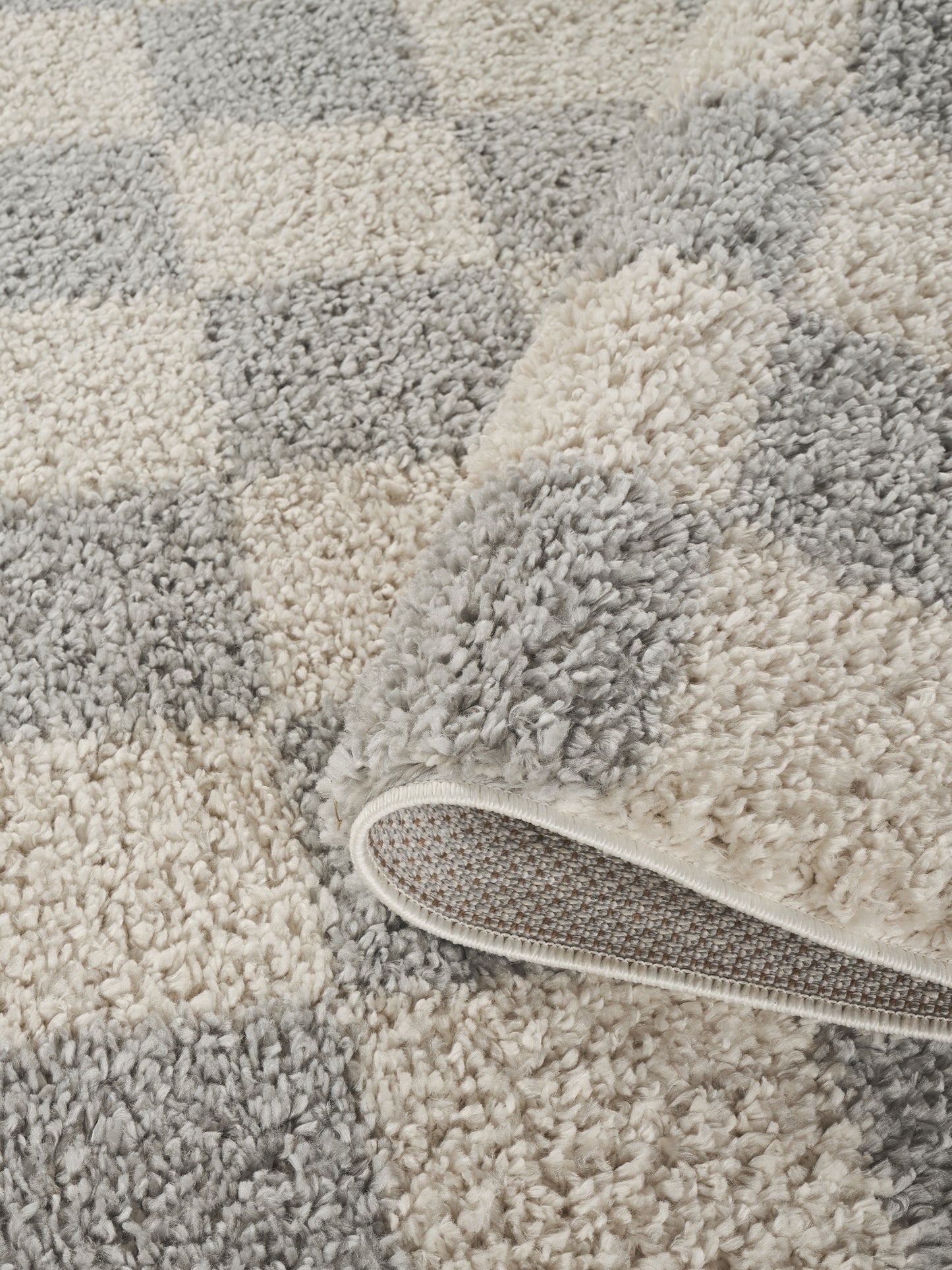 Chester Living Room Shaggy Area Rug Modern - Contemporary Checkered Design - 8 Colours Available
