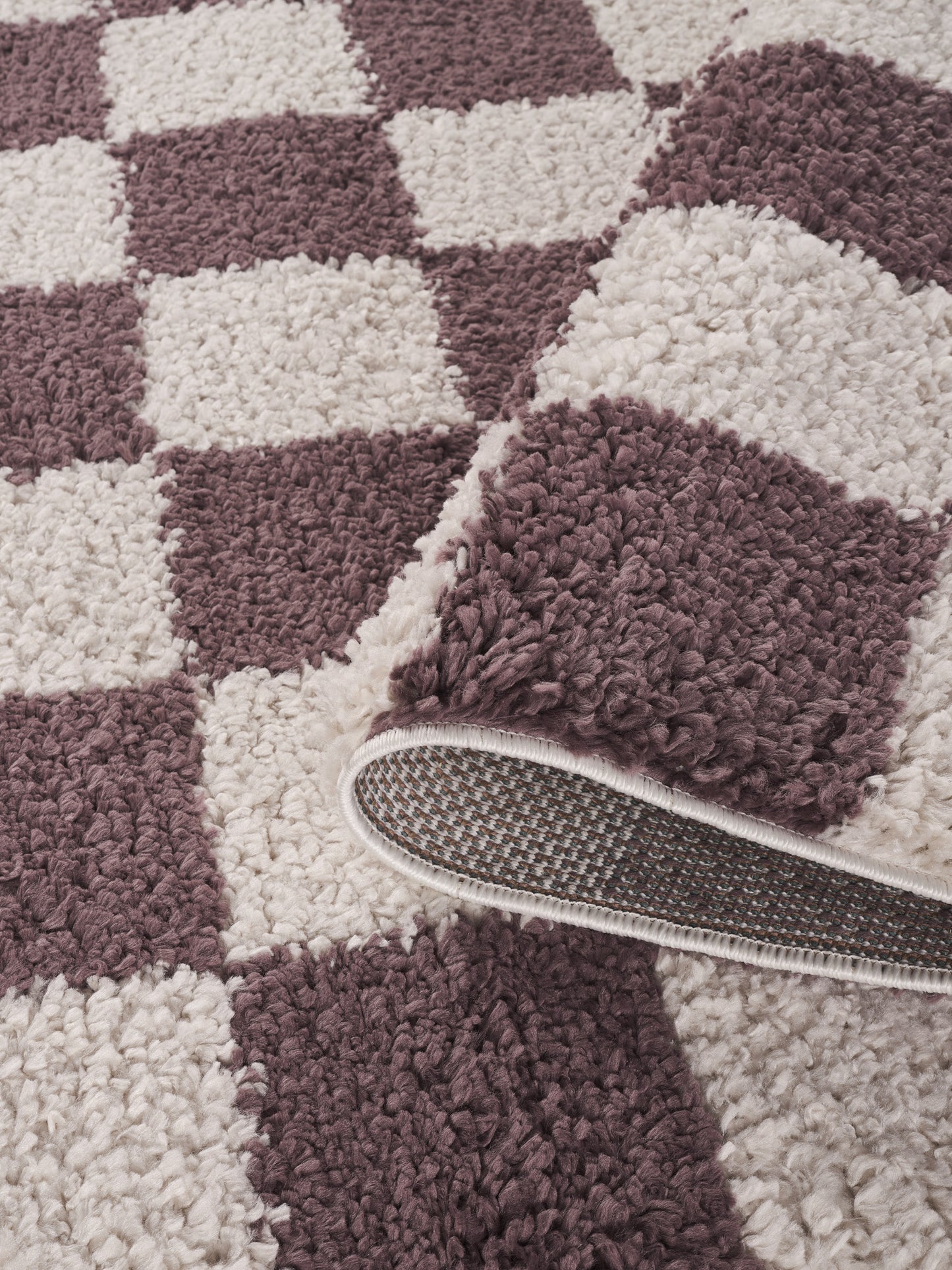 Chester Living Room Shaggy Area Rug Modern - Contemporary Checkered Design - 8 Colours Available