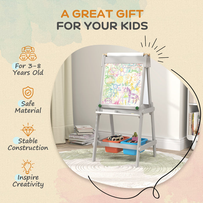 Double Sided Art Easel for Kids with Paper Roll