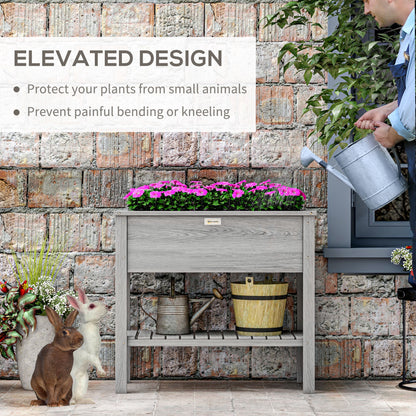Wooden Raised Garden Bed, Elevated Planter Box with Storage Shelf
