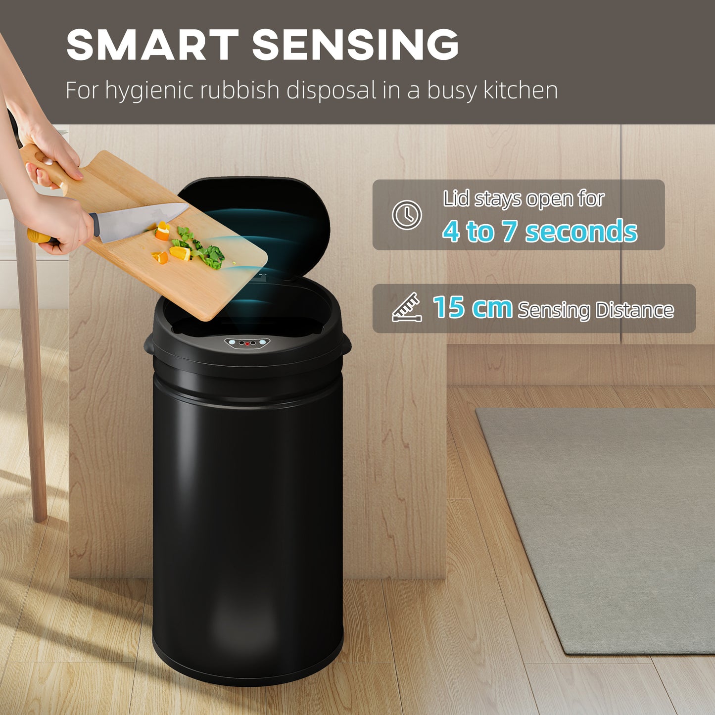 30L Sensor Bin with Soft-Close Lid, Automatic Touchless Kitchen Bin