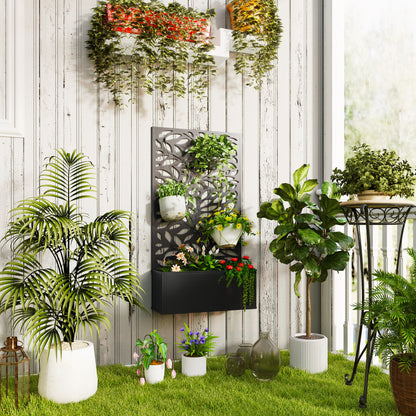 Metal Raised Garden Bed with Trellis, Outdoor Elevated Planter Box