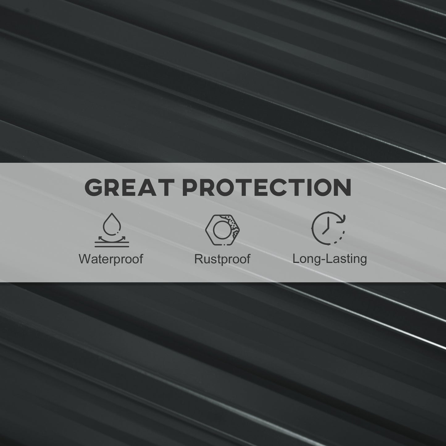 Pack of 12 Metal Roofing Sheets for Greenhouse and Shed, Dark Grey