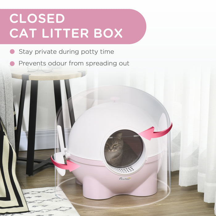 Large Cat Litter Box w/ Scoop, Front Entrance, 53 x 51 x 48cm - Pink