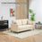 Modern Two Seater Sofa, Linen Fabric Sofa Couch for Living Room, Beige