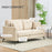 Modern 3 Seater Sofa, Linen Fabric Sofa Couch for Living Room, Beige