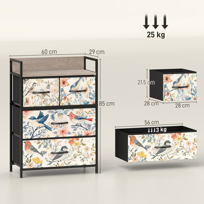 4-Drawer Chest of Drawers, Fabric Dresser, White