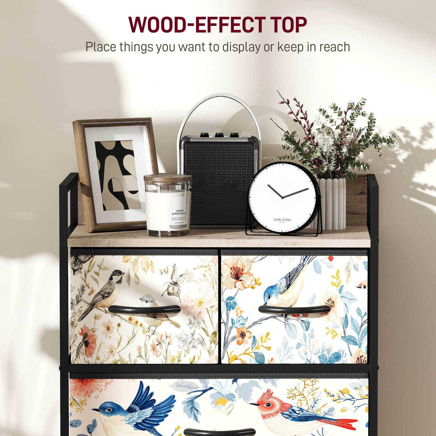 4-Drawer Chest of Drawers, Fabric Dresser, White