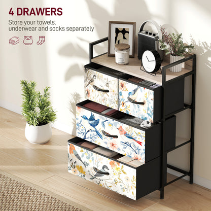 4-Drawer Chest of Drawers, Fabric Dresser, White