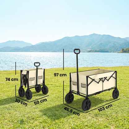 95L Foldable Festival Trolley on Wheels, Khaki