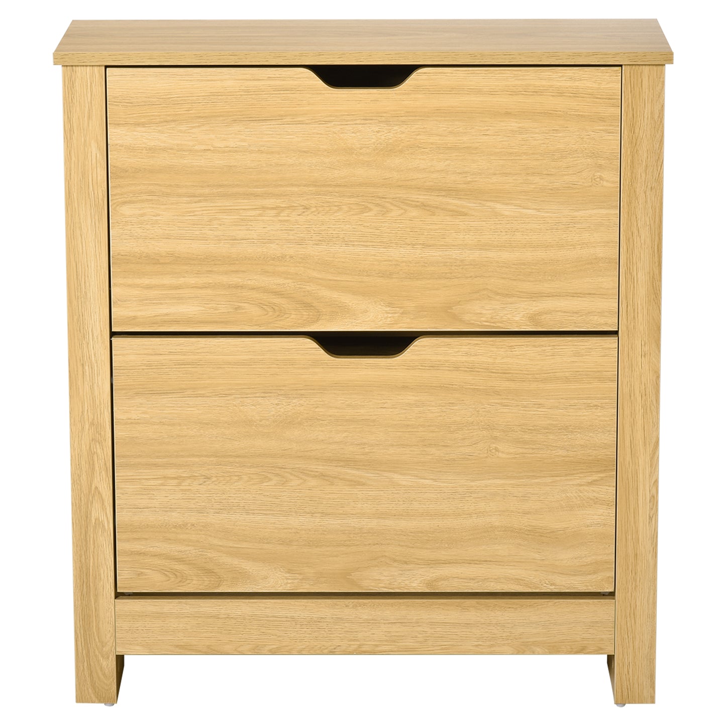 12-Shoe Storage Cabinet 4 Shelves 2 Drawers Tabletop 4 Legs Modern Brown