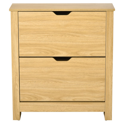 12-Shoe Storage Cabinet 4 Shelves 2 Drawers Tabletop 4 Legs Modern Brown