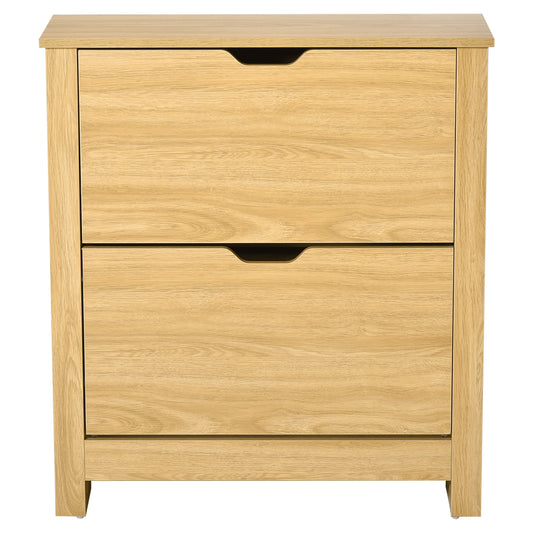 12-Shoe Storage Cabinet 4 Shelves 2 Drawers Tabletop 4 Legs Modern Brown