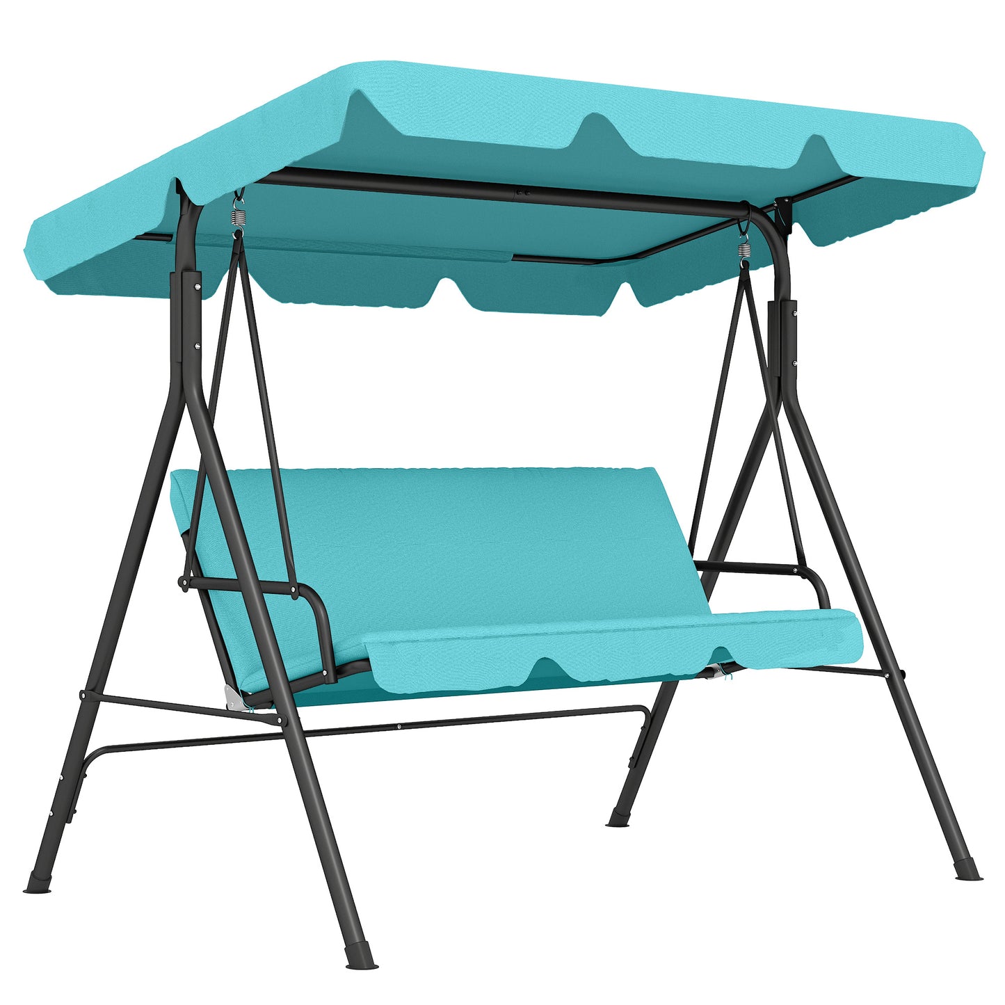 Outdoor Metal Hammock Swing Chair 3-Seater Patio Bench Garden Grey