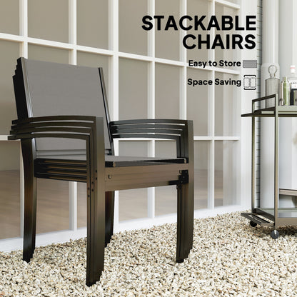 5 Piece Garden Furniture Set with Round Table & 4 Stackable Chairs