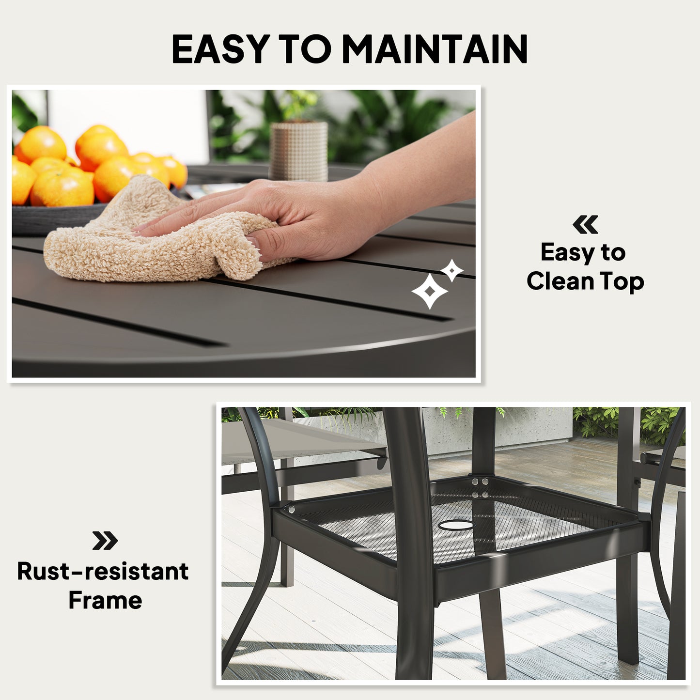 5 Piece Garden Furniture Set with Round Table & 4 Stackable Chairs