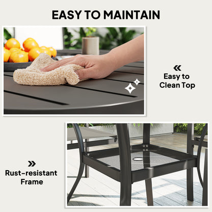 5 Piece Garden Furniture Set with Round Table & 4 Stackable Chairs
