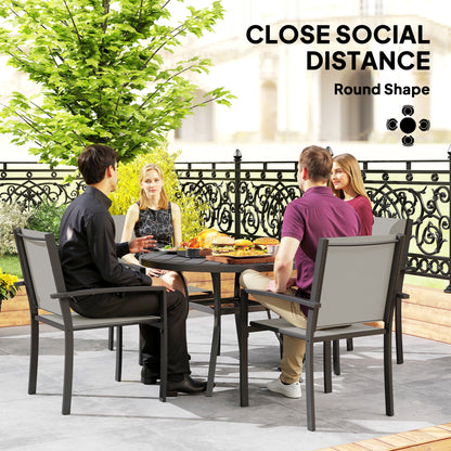 5 Piece Garden Furniture Set with Round Table & 4 Stackable Chairs