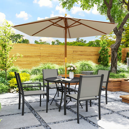 5 Piece Garden Furniture Set with Round Table & 4 Stackable Chairs