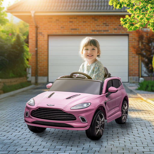 Aston Martin DBX Licensed 12V Kids Ride on Car, Battery Powered Kids Electric Car with Remote Control, 4 Suspension Wheels, LED Lights Music Horn, Slow Start, for Ages 3-6, Pink