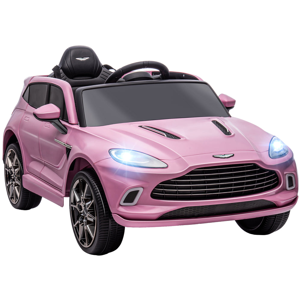 Aston Martin DBX Licensed 12V Kids Ride on Car, Battery Powered Kids Electric Car with Remote Control, 4 Suspension Wheels, LED Lights Music Horn, Slow Start, for Ages 3-6, Pink