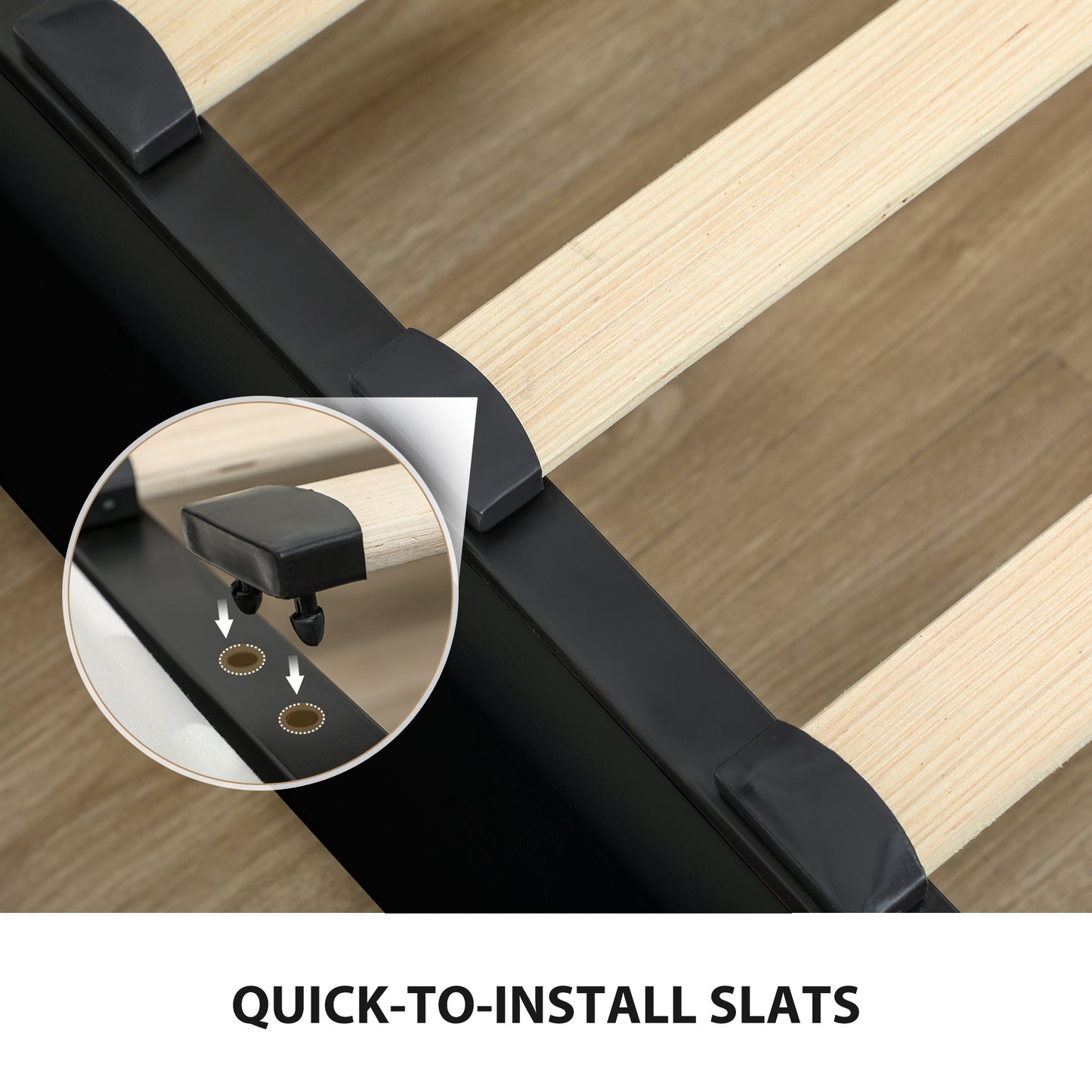 King Size Bed Frame with Storage and Adjustable Headboard, Black